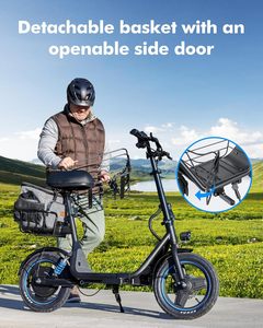 Trottinette électrique Gyroor C1 Plus pour adultes avec siège et panier pour animaux de compagnie, batterie 650W 13.5Ah, pneus pneumatiques de 14 pouces, design pliable - Product Image 2