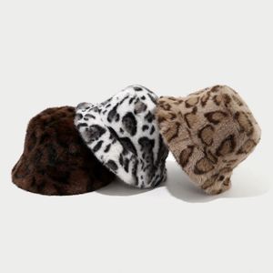 Chapeau Bob en Peluche Automne-Hiver Tendance Nouveau Motif Léopard Chapeau Seau Épais pour l'Extérieur - Product Image 2