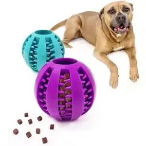 Pelota de juguete de goma para mascotas al por mayor, pelota de limpieza y alimentación de dientes, pelota de juguetes para masticar para perros no tóxica opcional multicolor