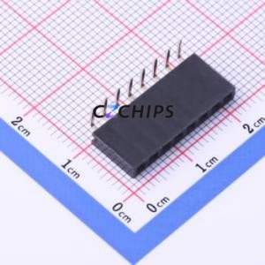 DW254W-11-08-85 Pin Socket Bent Lead Through Hole,P=2.54mm Connector 1x8P 2.54mm Square Hole Right Angle Insert - Product Image 1