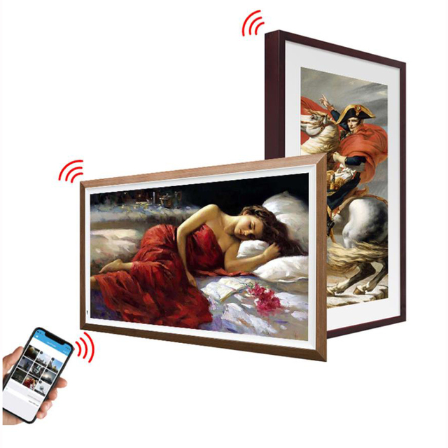Wood Frame 21.5" 22" Inch Digital Art NFT Display Photo Frame WIFI 4G Network Android LCD Display for Advertising Exhibition