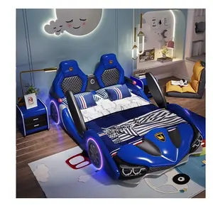 Children beds 1.2m 1.5m cartoon car model single baby bed princess leather bed