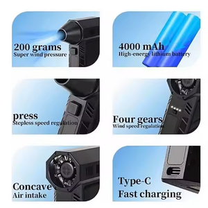 เครื่องเป่าฝุ่นไร้สาย KHC 130000RPM พร้อมจอ LCD ความเร็ว 62 ม./วินาที แบบพกพา วัสดุ ABS รูปทรงสี่เหลี่ยม สำหรับทำความสะอาดฝุ่นบนคีย์บอร์ดและรถยนต์ - Product Image 2