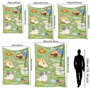 Couverture en flanelle à motif de chiens de dessin animé mignons, couverture de sieste super douce, lavable en machine pour lit, canapé, fauteuil, impression personnalisée OEM ODM - Product Image 6