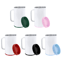 Gobelet à sublimation de 14 oz avec poignée et récipient de rangement en plastique, gobelet à bière ou à café à sublimation