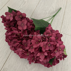 E-380 mariage maison Table ornements décoration fleur artificielle 5Branches soie hortensia Bouquets bordeaux - Product Image 5