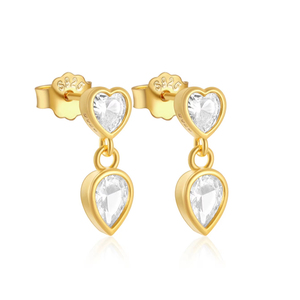ROXI Boucles d'oreilles créoles pour femme en argent sterling 925 avec zircon incrusté en forme de cœur et chaîne à perles rondes, anneau Figaro basique - Product Image 1