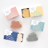 Savon de Bain Naturel Fait Main, Petit et Mignon, dans une Boîte en Papier Couché avec un Revêtement en Nuage, Laminé Mat UV avec Gaufrage pour Cadeau