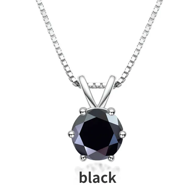 1ct Gra Bersertifikat Moissanite Berlian Kalung 925 Sterling Silver Vvs D Warna Hitam Moissanite Perak Kuning Warna Emas Rantai