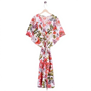 Pareo de Playa Multicolor Estampado de Algodón Coreano para Mujer, Moderno, Lavable, Hasta la Rodilla, Natural, Ecológico, para Fiestas en la Playa y Resorts - Product Image 1