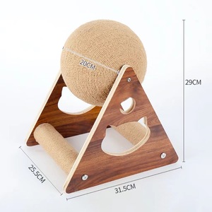 Rascador <span class=keywords><strong>para</strong></span> <span class=keywords><strong>Gatos</strong></span> <span class=keywords><strong>de</strong></span> Madera con Bola, Juguete <span class=keywords><strong>para</strong></span> <span class=keywords><strong>Gatos</strong></span> con Cuerda <span class=keywords><strong>de</strong></span> Sisal Envuelta a Mano y Pluma - Product Image 4