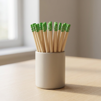 Crayon en bois HB de 7,5 pouces avec gomme verte intégrée, certifié EN71 ISO, pour bureau et école, emballage personnalisé avec LOGO
