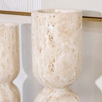 Support de bougie en pierre de travertin naturel multi-tailles, poli à haute brillance, moderne, pour la décoration de mariage et de spa