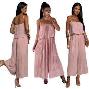 Combinaison plissée ample et tendance à bretelles pour <span class=keywords><strong>femme</strong></span> – Grande Vente - Product Image 3