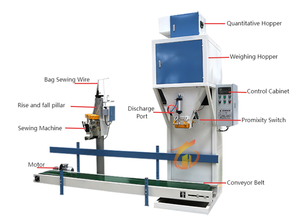 Máy đóng bao bán tự động Máy đóng gói Phân bón 25kg với hệ thống may cho túi màng bên trong - Product Image 6