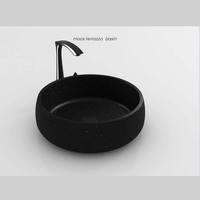 Lavabo de salle de bain en quartz noir KINGS-WING, vasque circulaire à poser sur le comptoir