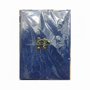 Vente en gros de fournitures de bureau et scolaires à couverture rigide agenda de haute qualité cahier en cuir bleu de taille personnalisée - Product Image 1