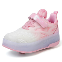 Baskets rougeoyantes de collection d'automne 2019 avec lumières LED chaussures de patins à roulettes en cuir verni pour garçons et filles