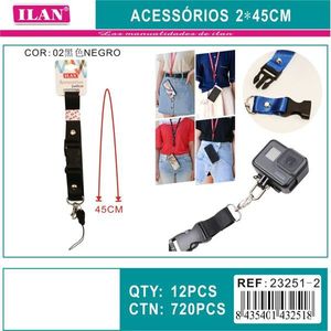 Accessori Iln: Cordino Nero 2x45Cm per Telefono e Fotocamera, Cinturino Indossabile - Product Image 1