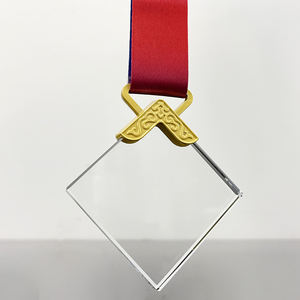 Rhombus Form Kristall medaille Gold und Silber Bronze MEDAILLEN mit Band MH-MJ0265 - Product Image 6