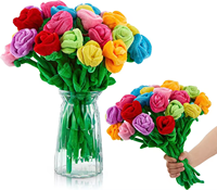 Peluche Rose Fleur Peluche Rose Fleur Pliable Tiges Peluche Bouquet Jouet Graduation Fête des Mères Saint Valentin Cadeaux Pour Enfants
