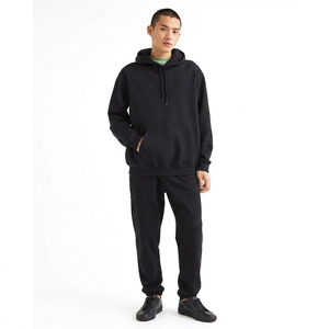 High Quality Unisex Oversized Hoodie Custom Black Logo Embroidery Men's Street Wear <b>Sweatshirt</b>-Wholesale - Product Image 1