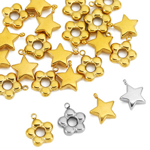 Dijes de estrella y flor de acero inoxidable para la fabricación de joyería DIY, accesorios de colgante unisex, venta al por mayor, origen Yiwu - Product Image 4