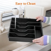 Plateau à couverts extensible en plastique 50 cm, insert de tiroir réglable, organisateur d'ustensiles de cuisine rectangulaire