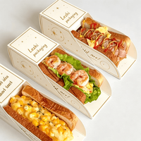 Boîte d'emballage en papier biodégradable pour sandwichs, sushis, hot-dogs, bonbons, gâteaux, gaufres, hamburgers – Idéale pour la restauration rapide à emporter – Vente chaude