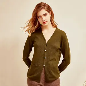 2024 nuovo cardigan Casual in maglia personalizzata in cashmere cappotto scollo a V maglioni di lana da donna primavera inverno