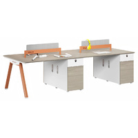 Poste de travail en îlot de bureau, bureau informatique moderne en bois, station de travail avec cloison pour employés, ensemble de mobilier de table pour personnel, vente en gros