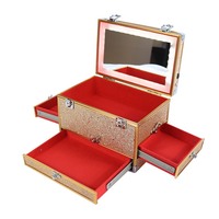 LARGE CASE Mallette de maquillage Boîte de rangement cosmétique avec mallette de maquillage en aluminium léger