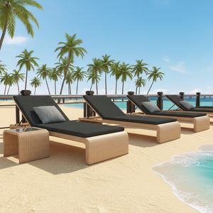 Chaise longue de <span class=keywords><strong>jardin</strong></span> en bois, mobilier d'extérieur en rotin, lit de soleil pour piscine, chaises longues en teck pour l'extérieur, lit de repos pour patio - Product Image 2