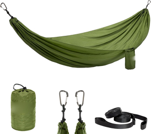 Hamac de voyage et sangles inclus - Hamac portable pour camping et randonnée avec sangles en nylon, capacité robuste de 150 kg - Product Image 1