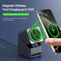 Neu eingetroffen: 4-in-1 drehbare magnetische 20W Schnell-Ladestation mit Uhr für iPhone 12-17, Watch & Co.