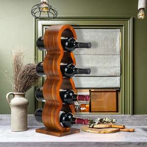 Estante de almacenamiento de exhibición de vino de madera de acacia de estilo Retro <span class=keywords><strong>Vertical</strong></span>, soporte de 4 botellas para el hogar, Bar, encimera, soporte de madera decorativo - Product Image 3