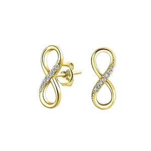 Fashion Earring Newest Custom Gold Lucky Number Infinite Stud Earrings For Men And Women