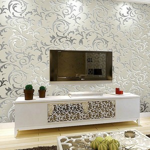 Flocking Waterproof PVC Wallpaper Floral Pattern Living Room Study TV <strong>Background</strong> Wall Self Adhesive Rolls Wallpaper Rolls - Product Image 2