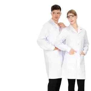 Высококачественный лабораторный антистатический устойчивый к кислотам и щелочам Антибактериальный эластичный белый халат для студентов колледжа лабораторный белый халат - Product Image 6