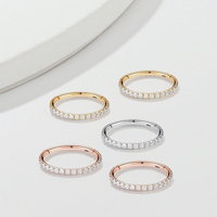 Anneau segmenté articulé en titane G23 de qualité implantable avec zircon, pour piercing de nez, septum, cartilage, bijoux de corps en titane tendance pour femmes et hommes