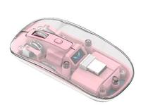 Ratón Inalámbrico para Juegos de 2.4G y Ratón Bluetooth Combinados, Estilo Mecánico, DPI Ajustable, Luces RGB, Ratón Transparente para Computadora
