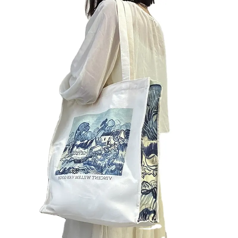 2024 12oz Large Size Customized Logo Cotton Canvas Tote Shopping Bag Cotton Tote Bag Canvas Bag For Women