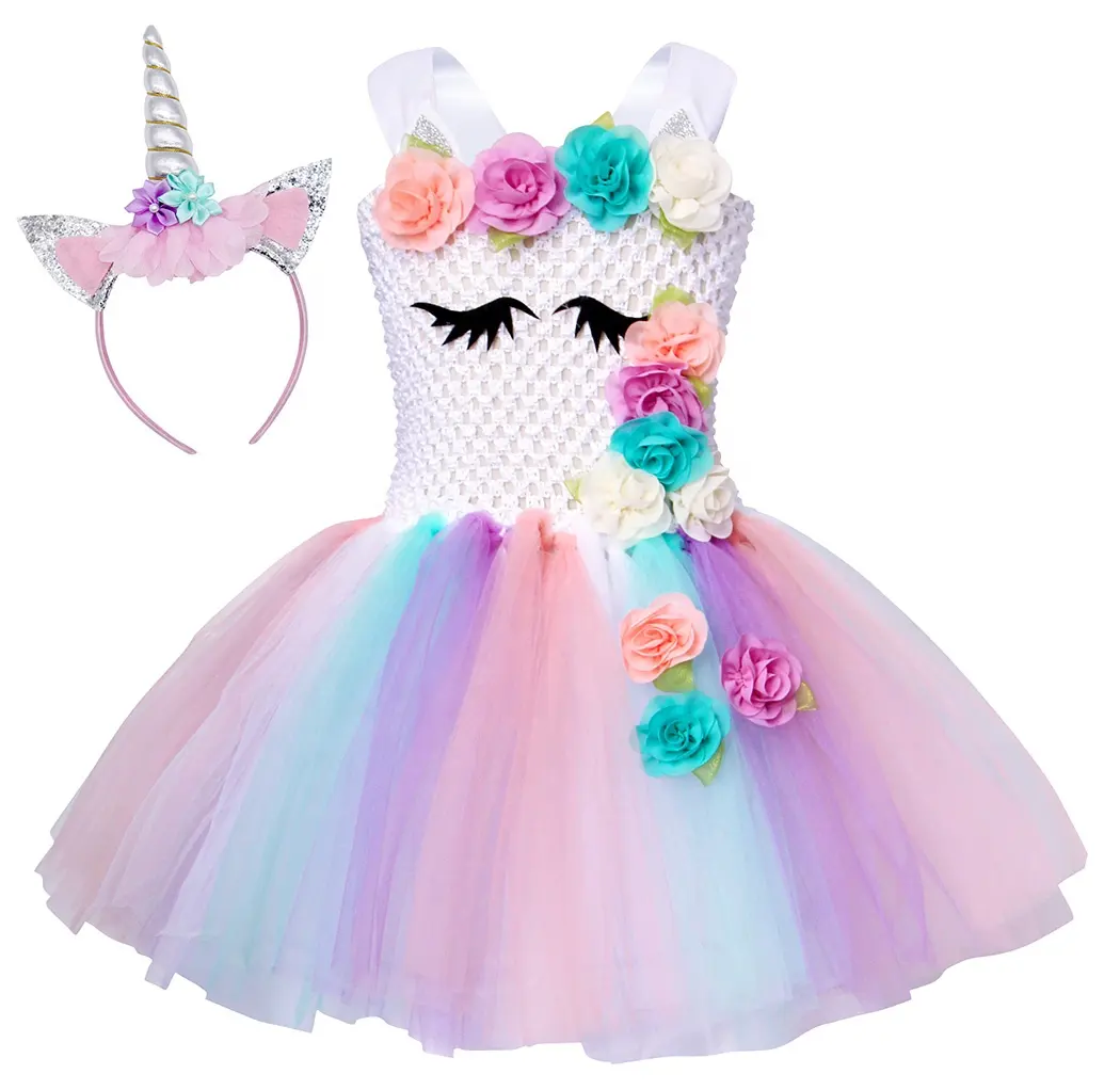 Unicorn Costume For Girls Dress Up Clothes For Little Girls Rainbow Unicorn Tutu With Headband Birthday Gift