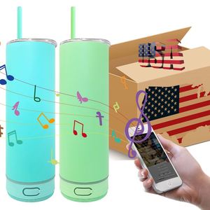 Ready to Ship 25pack Skinny Straight 20oz Macaron Color Speaker <b>Music</b> Cup Tumbler for White Sublimation Transfer - Product Image 1