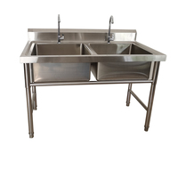 Évier de cuisine commercial modulaire en acier inoxydable 201/304, haute capacité, résistant à la corrosion, revêtement autonettoyant