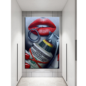 Regalo fantasía pintura al óleo Sexy labios lienzo arte pared decoración casa decoración impresión HD Wallpaper habitación decoración de la pared pegatinas - Product Image 4