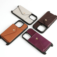 Emballage de boîte-cadeau de soutien Étui en cuir de couleurs personnalisable avec porte-cartes et sangle à bandoulière Étui pour téléphone professionnel