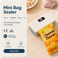 Scelleuse alimentaire portable rechargeable, mini scelleuse de sacs Type-C magnétique semi-automatique à chaleur pour la conservation des aliments à la maison et en cuisine