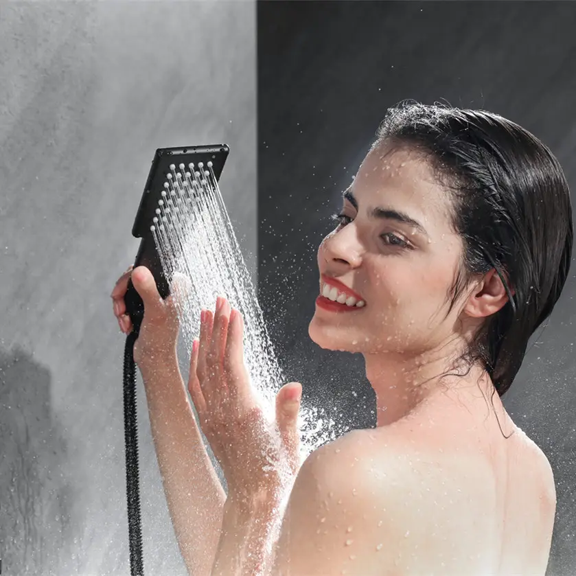 Bathroom In-Wall concealed Shower set black/gold Luxury shower faucets rainfall waterfall rain shower set