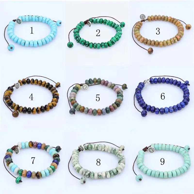 Pulsera de cuentas ajustables para Yoga para hombres y mujeres, pulsera curativa de piedras preciosas naturales multicolor